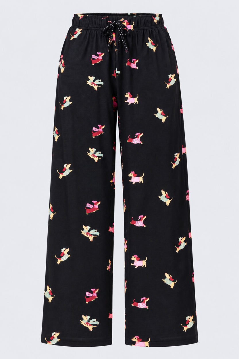 Womens Black Doggy Print Lounge Pant - Image 7