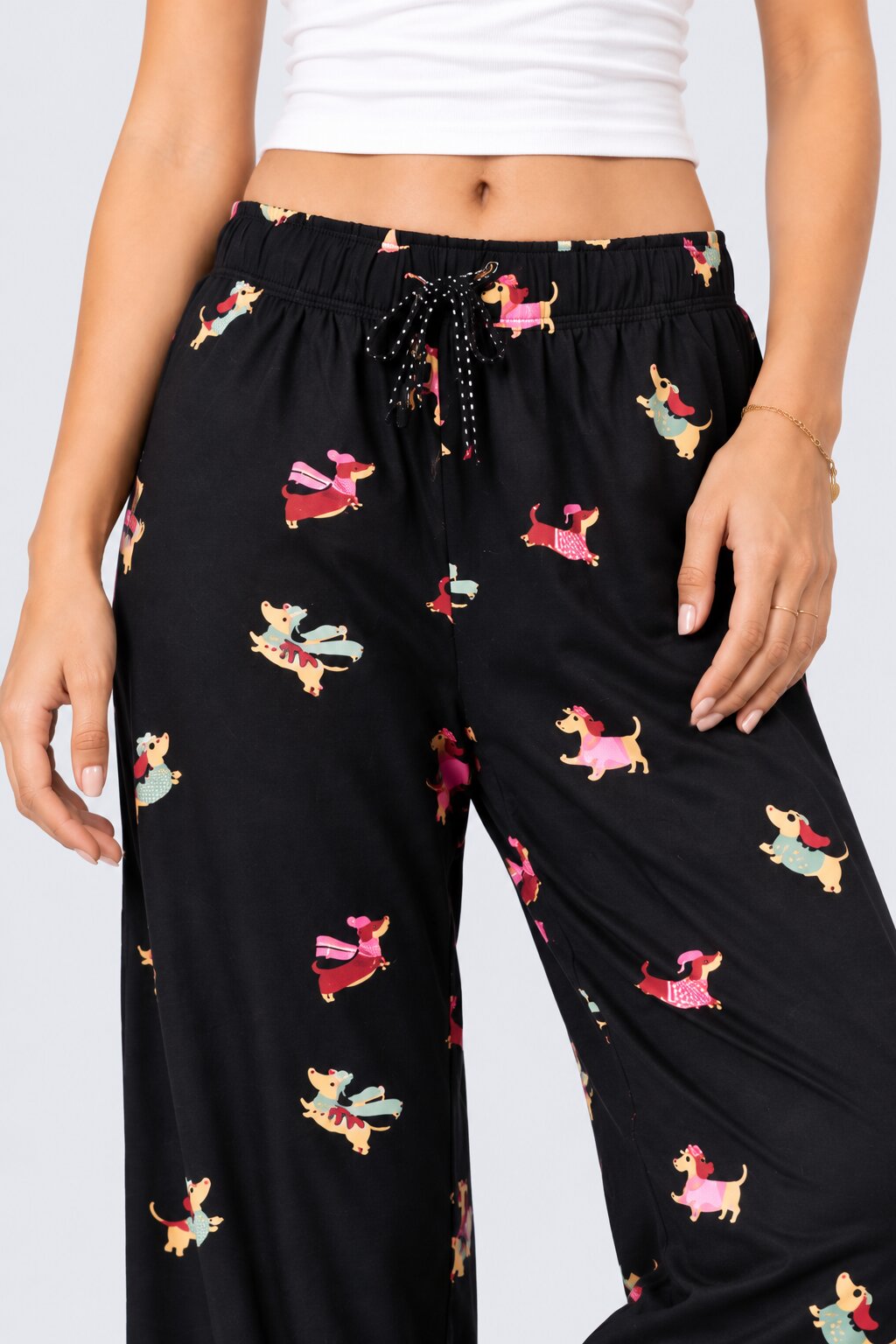 Womens Black Doggy Print Lounge Pant - Image 9