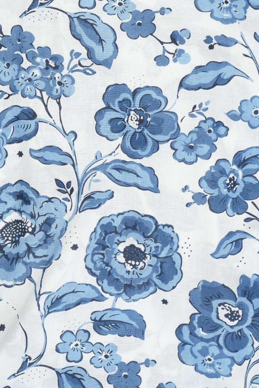 Womens Blue Floral Print Flared Sleeve Top - Image 8