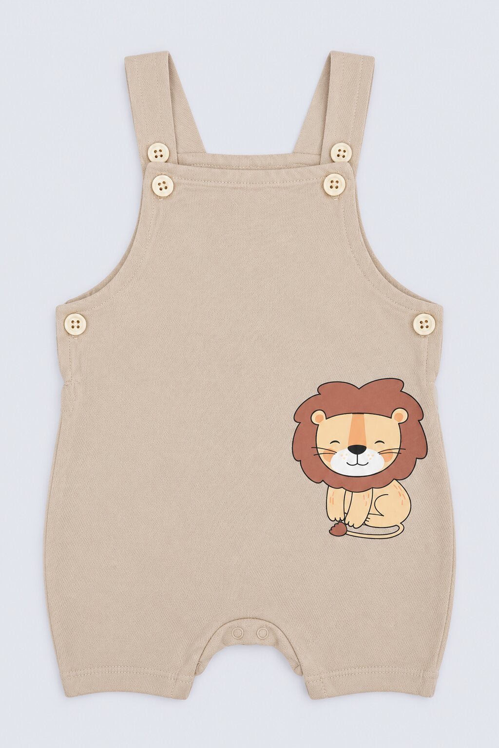 Infant Boys Beige and Yellow Lion Print Dungaree Set - Image 4