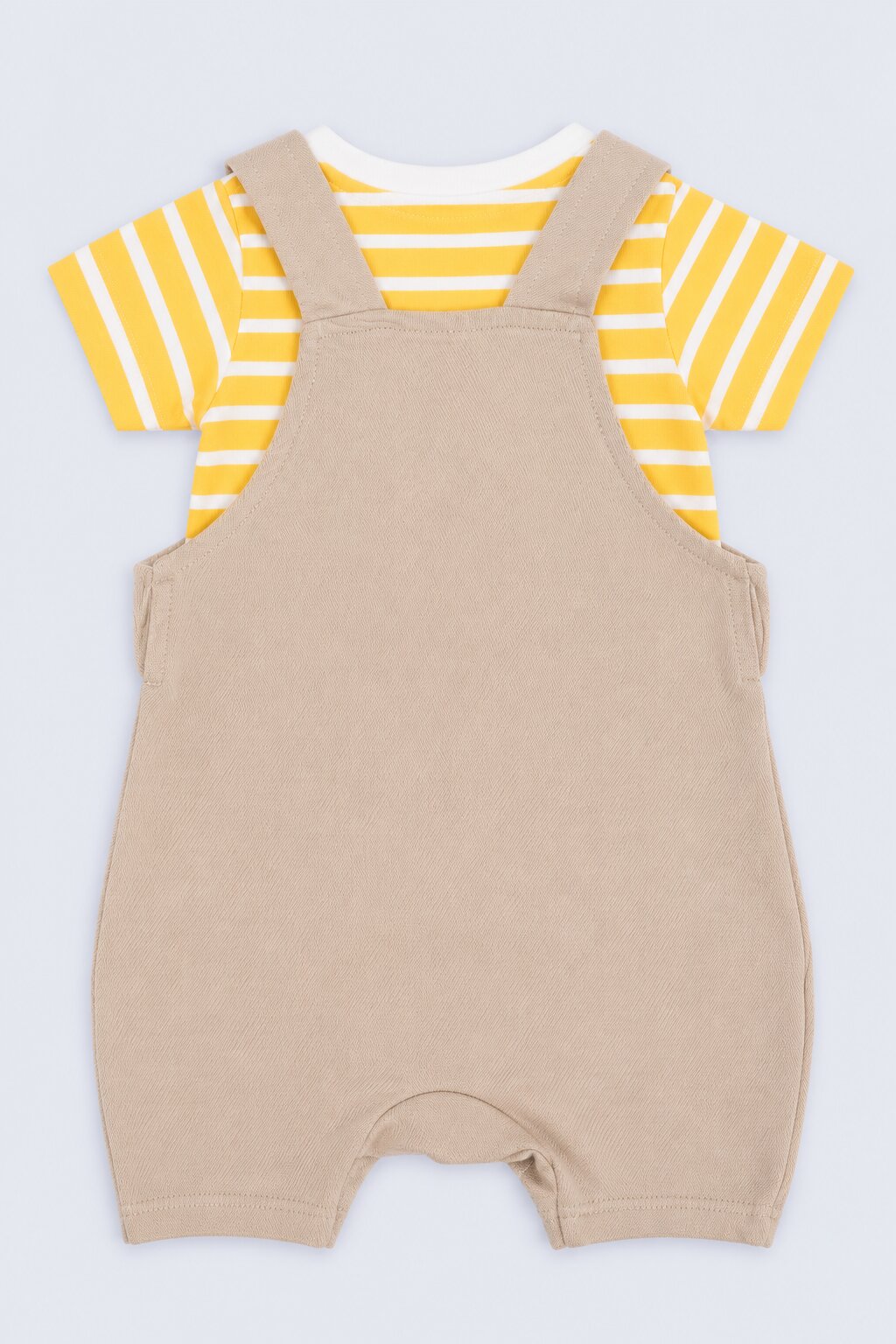 Infant Boys Beige and Yellow Lion Print Dungaree Set - Image 6