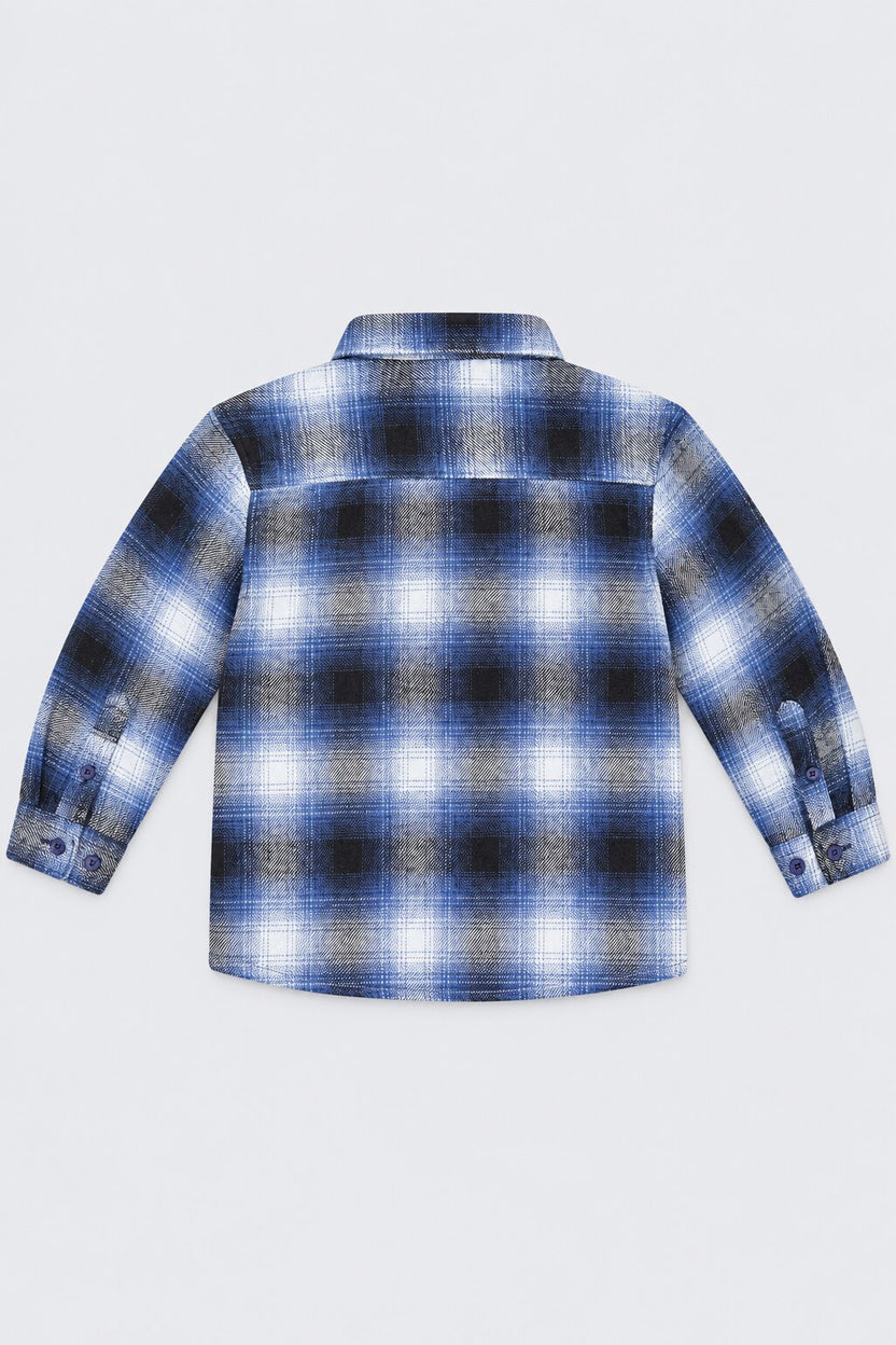 Boys Navy Checked Casual Shirt - Image 4