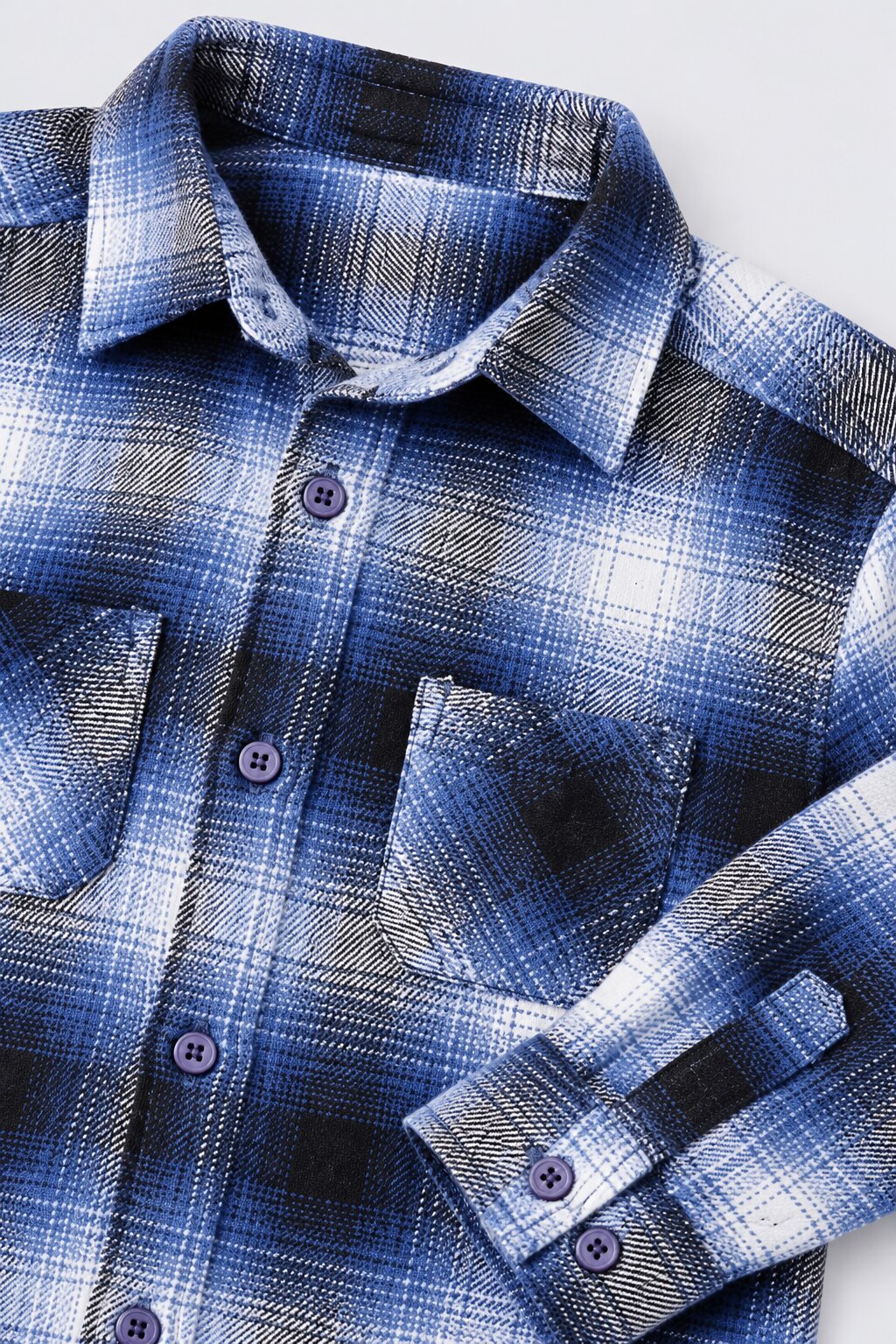 Boys Navy Checked Casual Shirt - Image 5