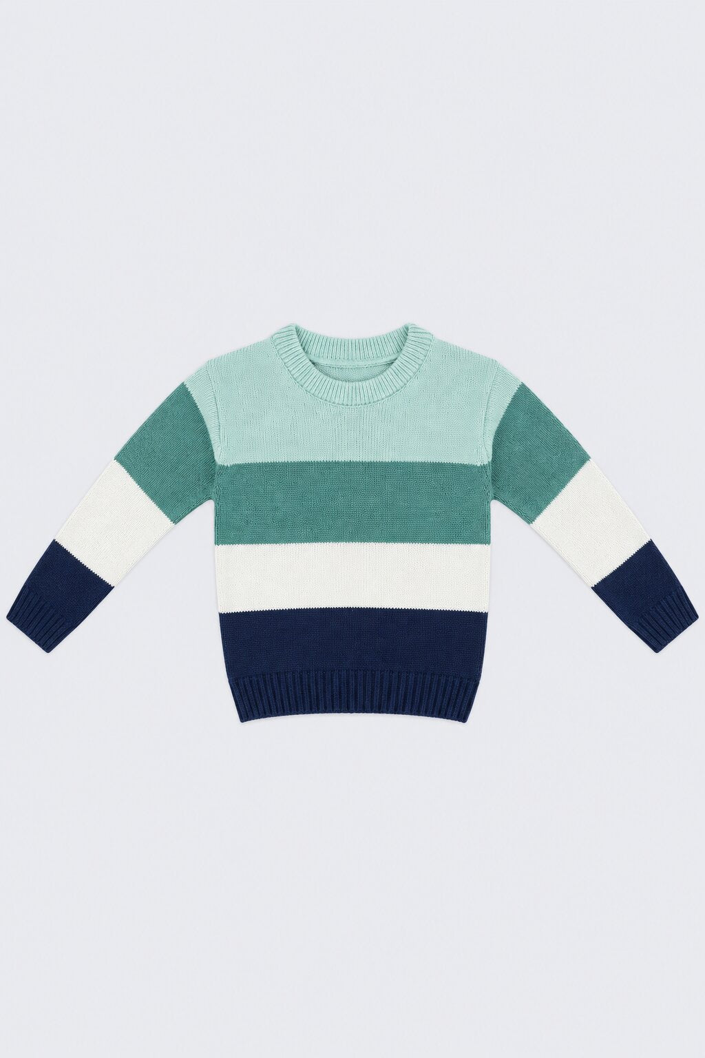 Boys Green Striped Knit Sweater - Image 2