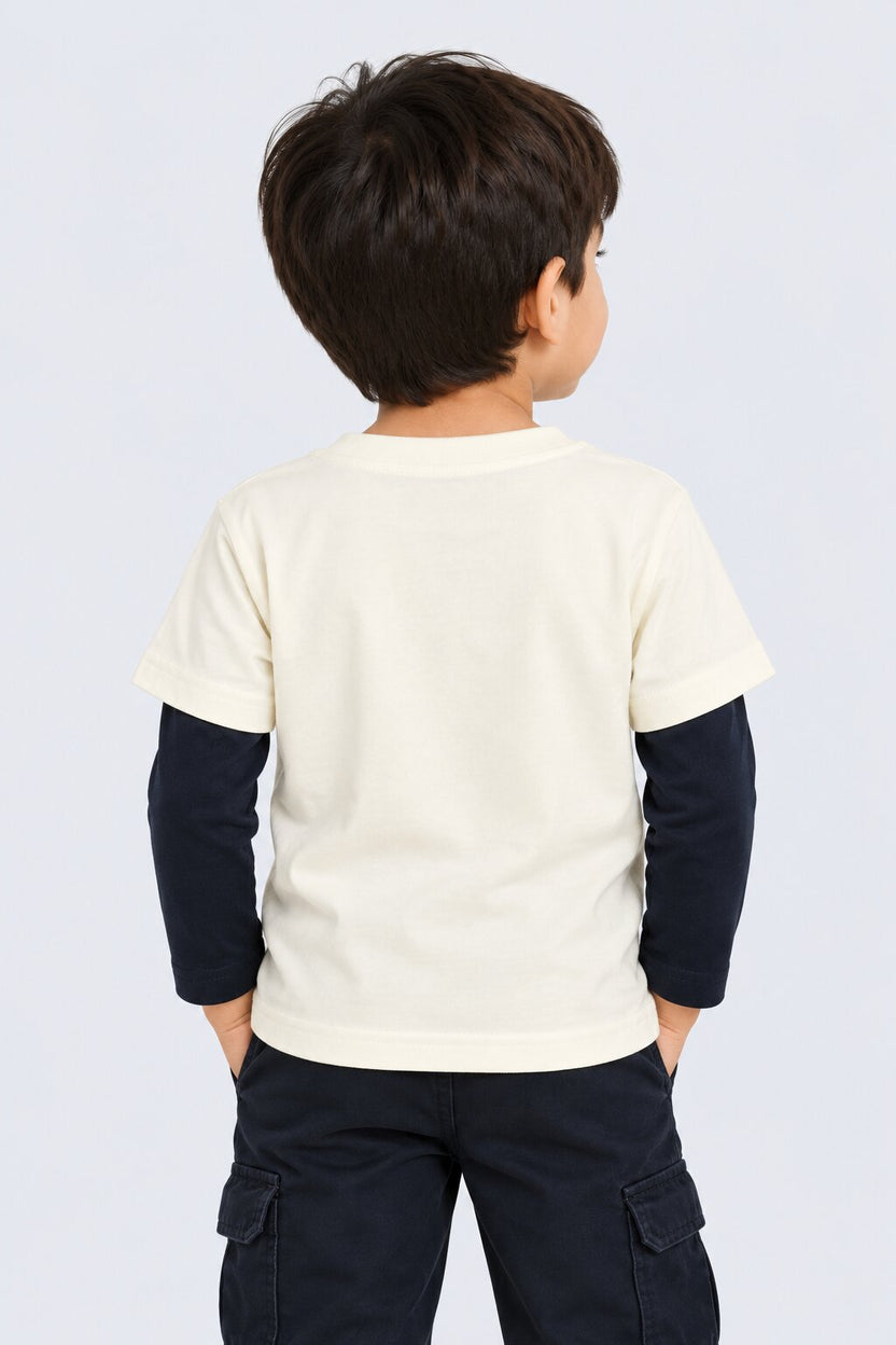 Boys Off White Graphic Print T-Shirt - Image 3