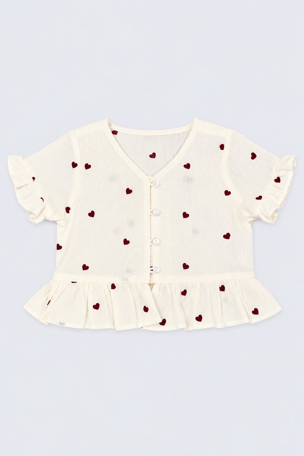 Girls Off White Heart Print Co-Ord Set - Image 2