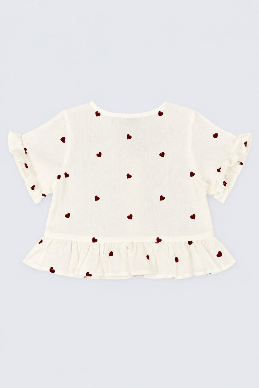 Girls Off White Heart Print Co-Ord Set - Image 4