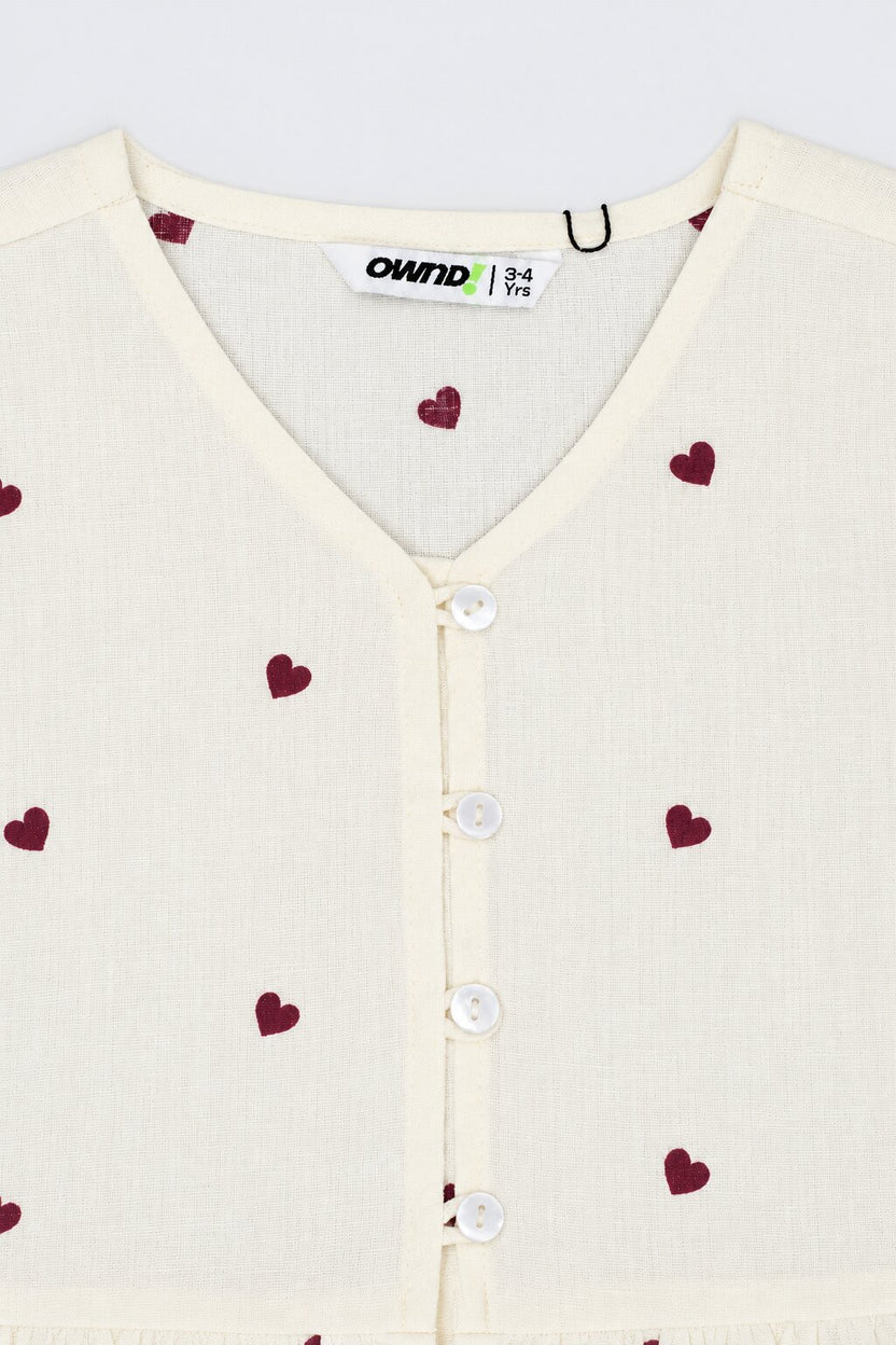 Girls Off White Heart Print Co-Ord Set - Image 6