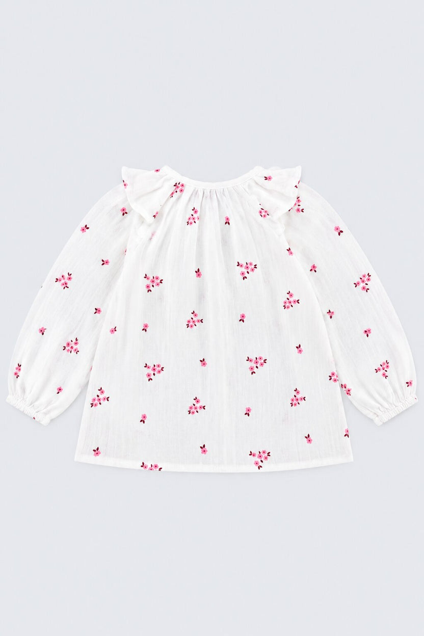 Girls Floral Print Ruffle Top - Image 4
