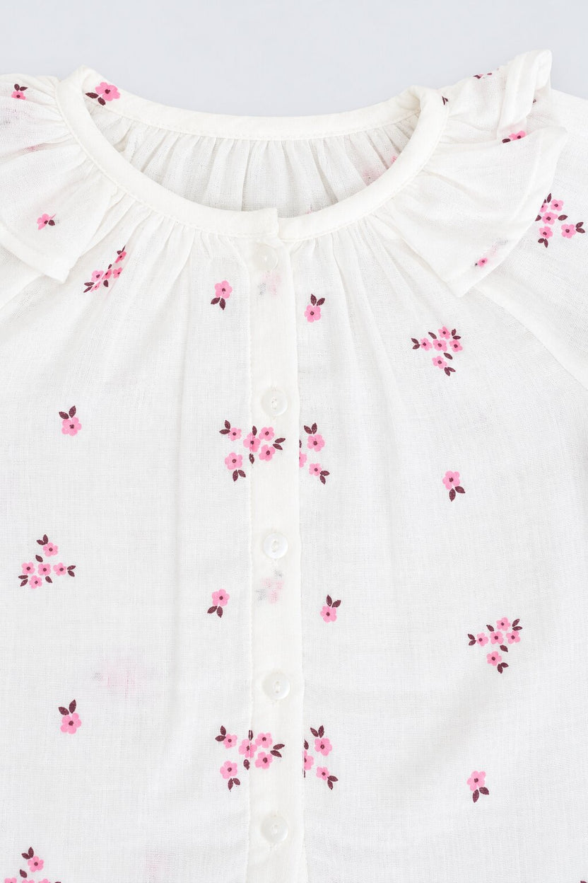Girls Floral Print Ruffle Top - Image 5