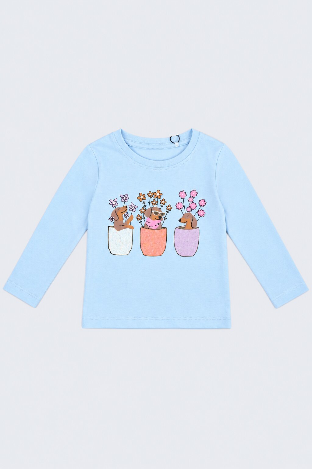 Girls Light Blue Floral Bunny Print T-Shirt - Image 2
