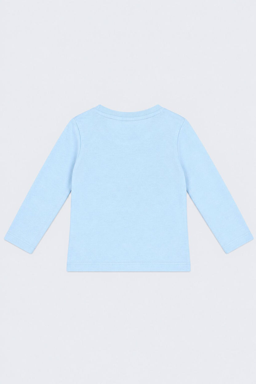 Girls Light Blue Floral Bunny Print T-Shirt - Image 4