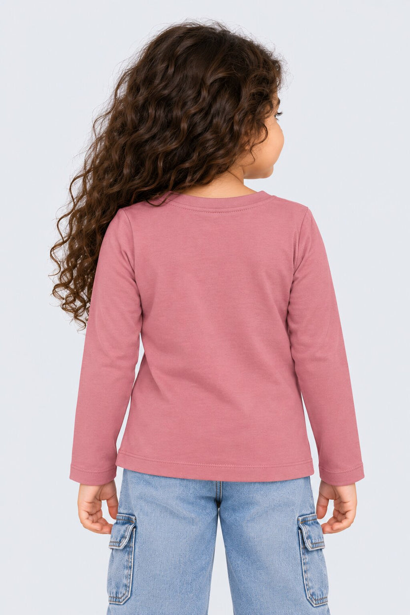 Girls Pink Cat Graphic Print T-Shirt - Image 3
