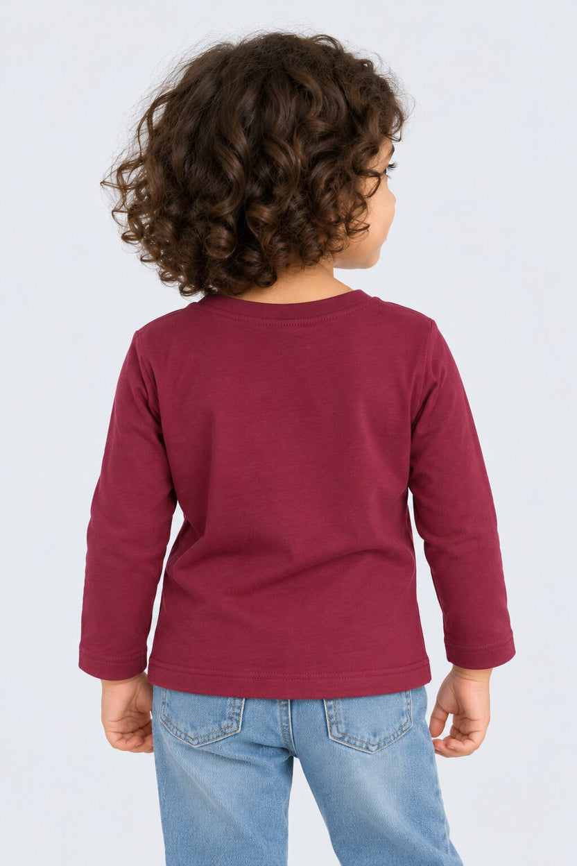 Girls Red Bunny Print Full Sleeve T-Shirt - Image 3