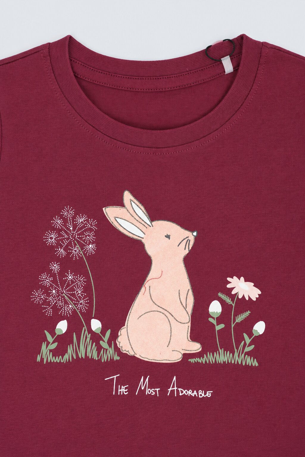 Girls Red Bunny Print Full Sleeve T-Shirt - Image 5