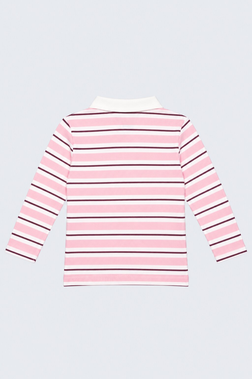 Girls Pink Striped Polo Neck Top - Image 4