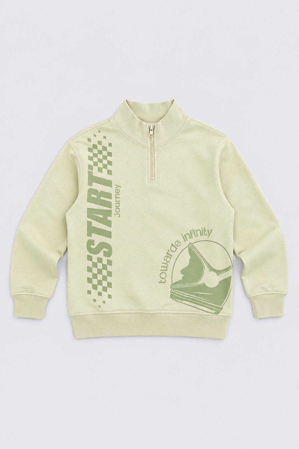 Tweens Boys Lime Graphic Print Half Zip Sweatshirt - Image 2