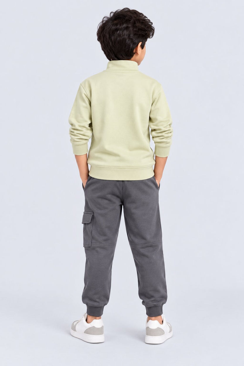 Tweens Boys Lime Graphic Print Half Zip Sweatshirt - Image 3