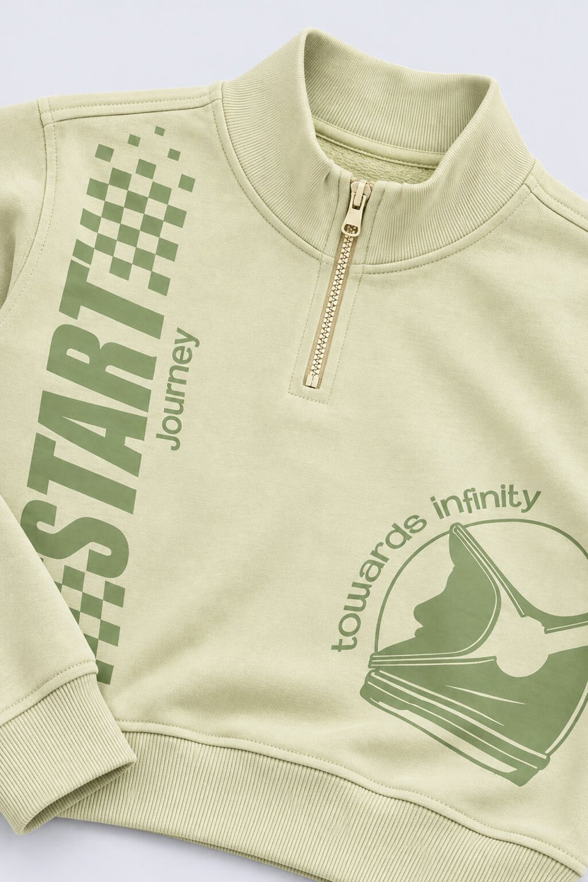 Tweens Boys Lime Graphic Print Half Zip Sweatshirt - Image 6