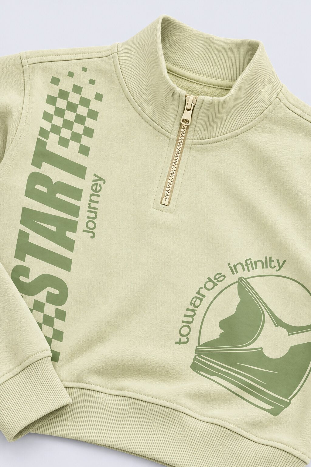 Tweens Boys Lime Graphic Print Half Zip Sweatshirt - Image 6