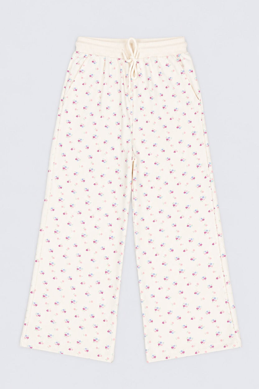 Tweens Girls Off White Floral Print Relaxed Fit Pant - Image 2