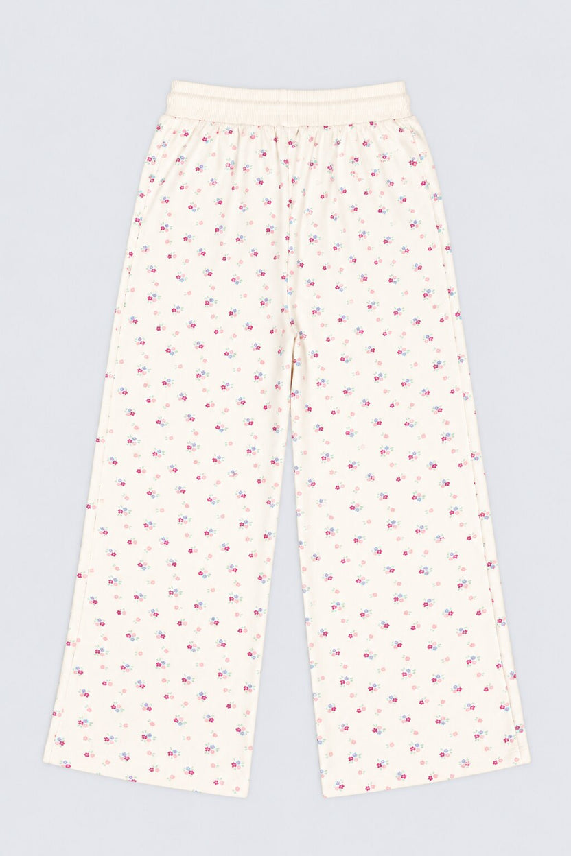 Tweens Girls Off White Floral Print Relaxed Fit Pant - Image 4