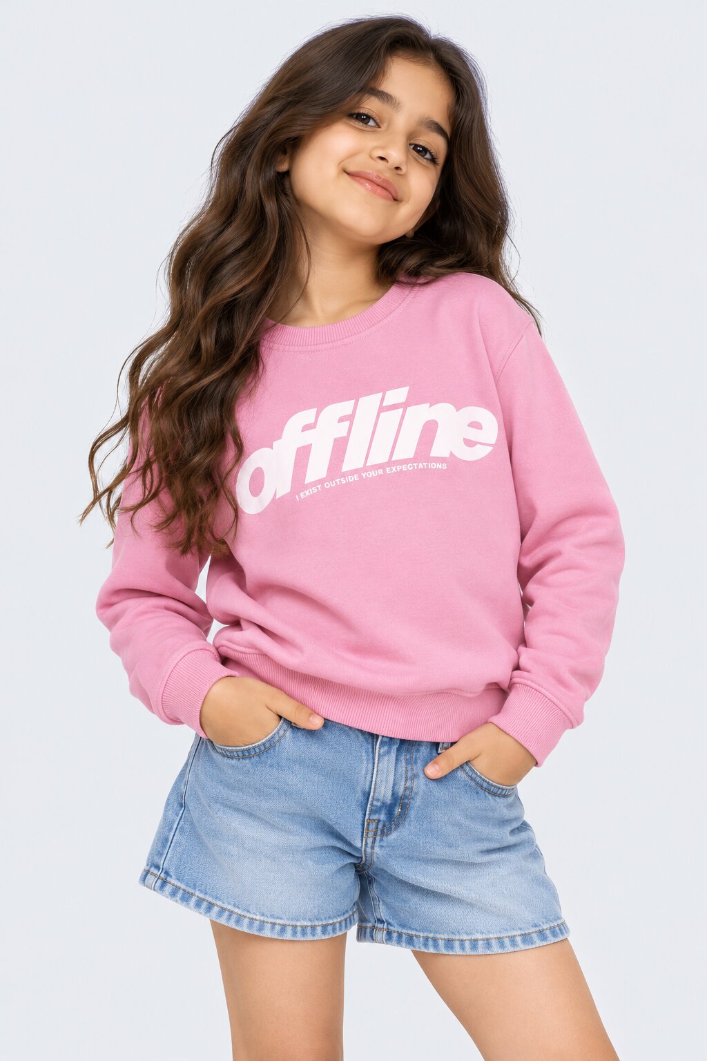 Tweens Girls Pink Typographic Print Sweatshirt - Image 1