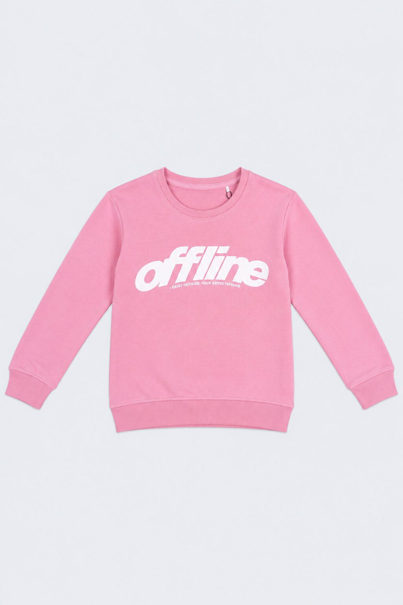 Tweens Girls Pink Typographic Print Sweatshirt - Image 2
