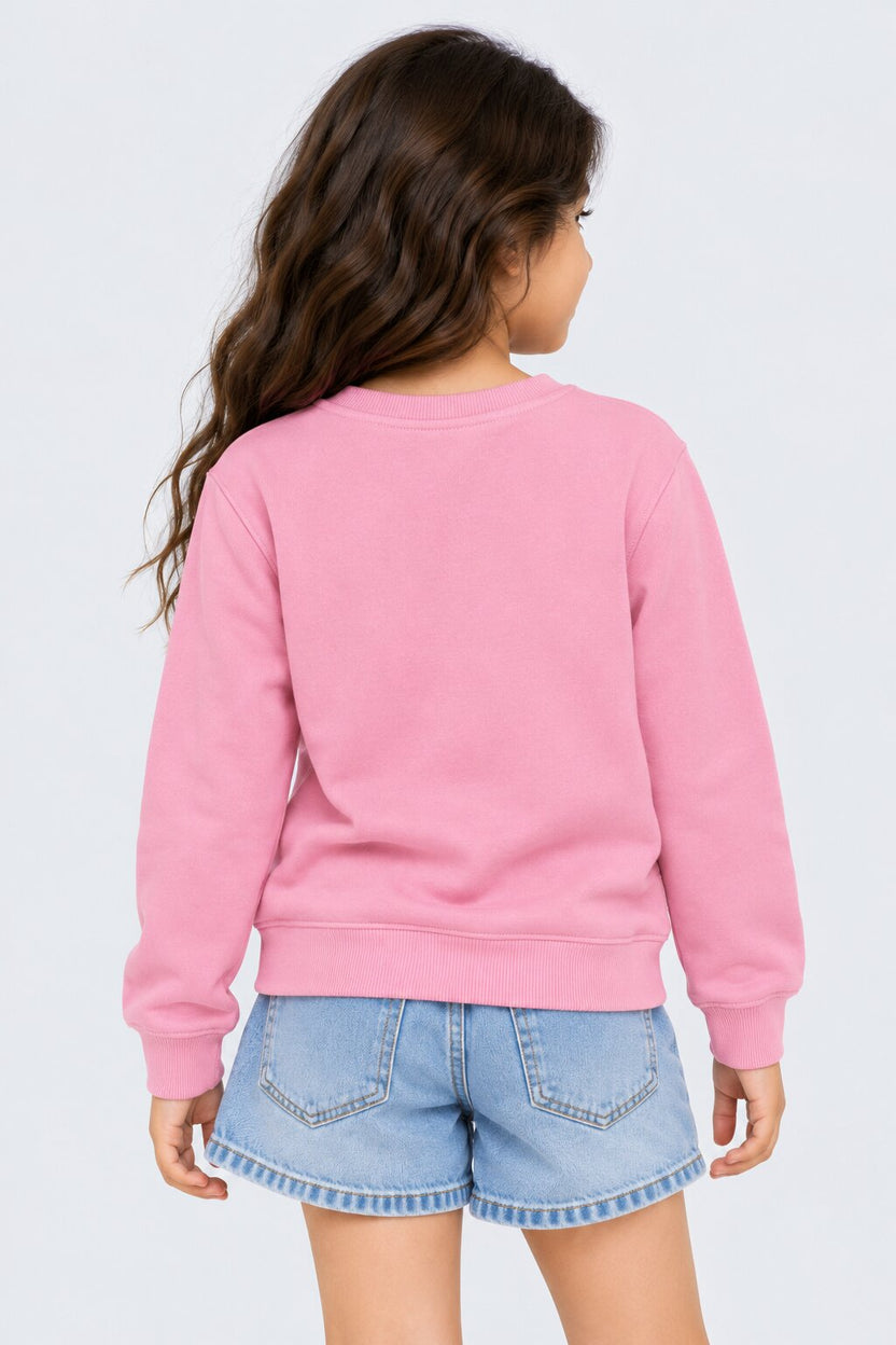 Tweens Girls Pink Typographic Print Sweatshirt - Image 3