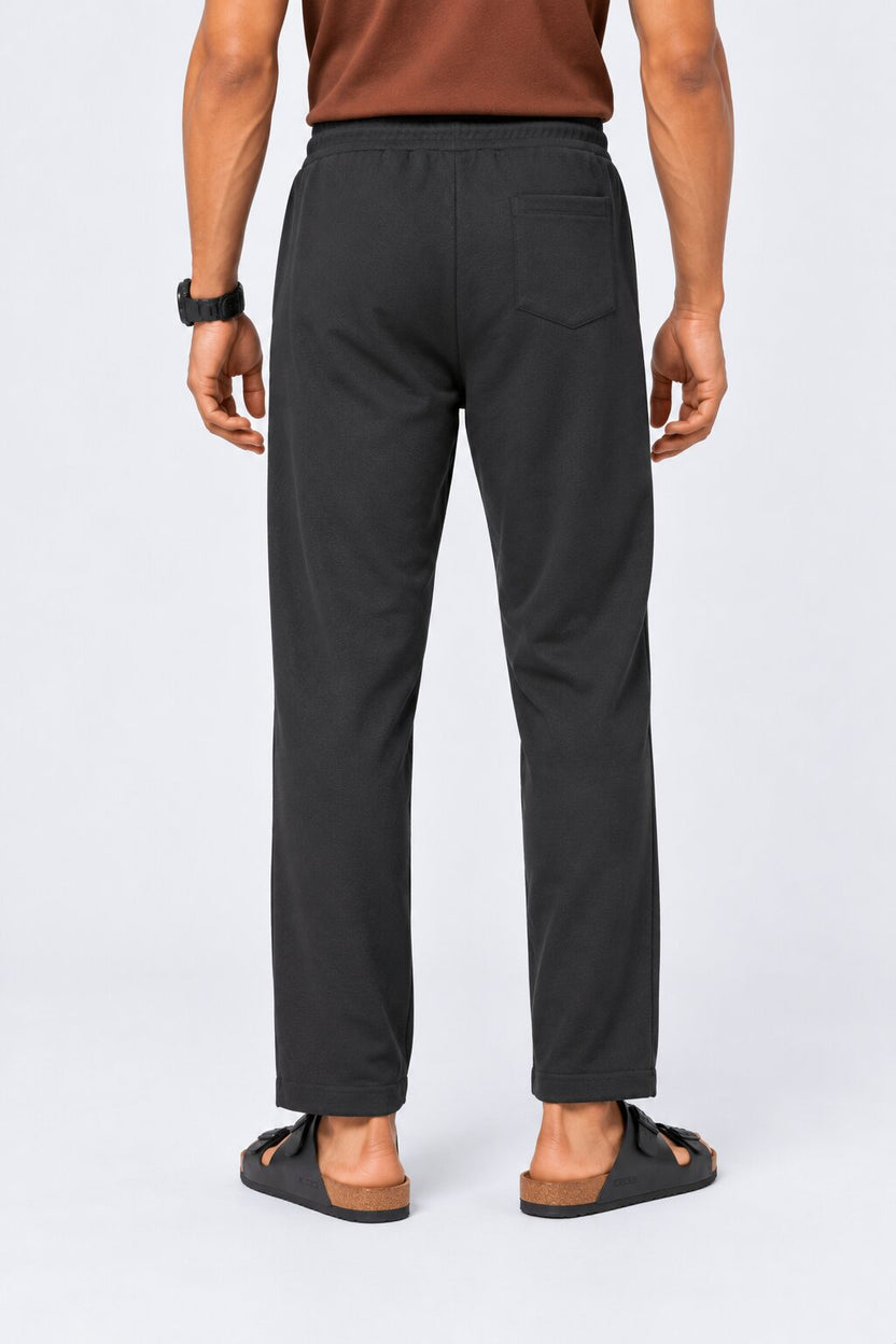 Mens Black Solid Drawstring Relaxed Fit Joggers - Image 5