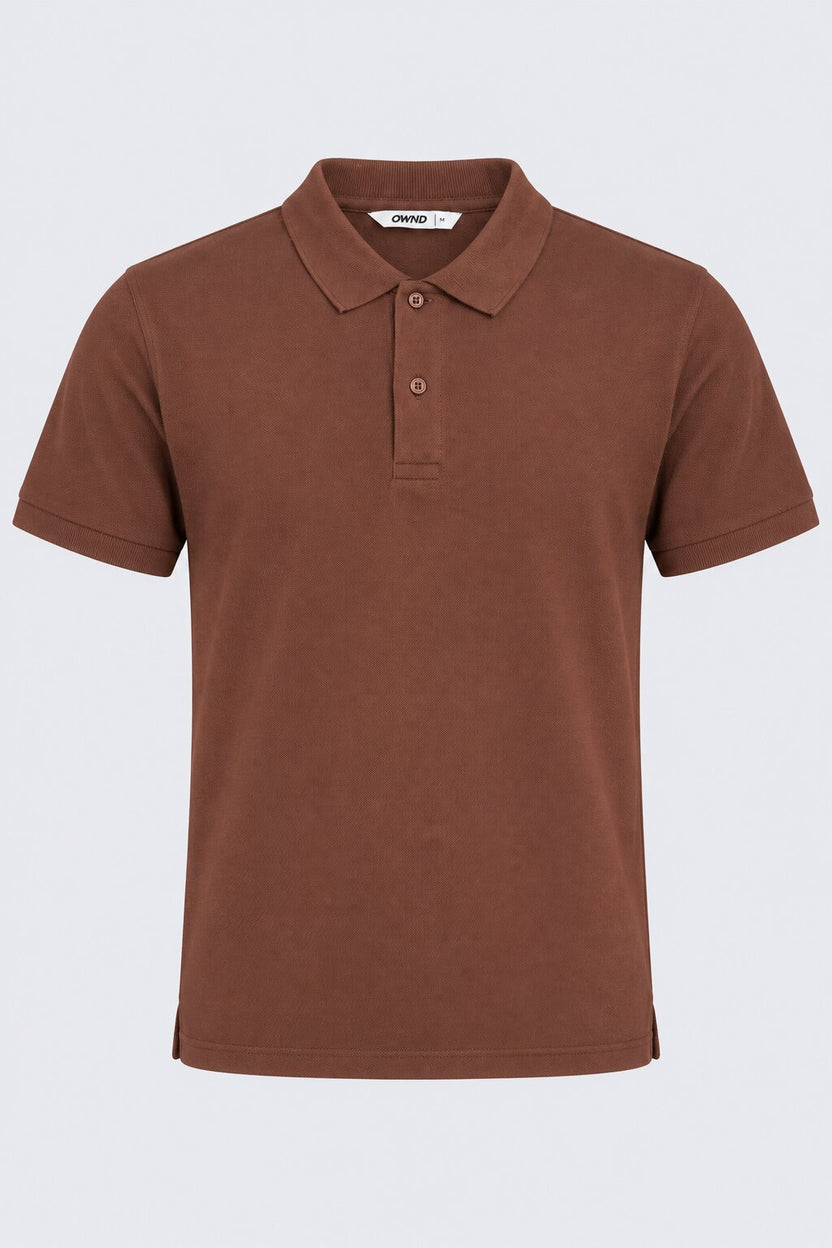 Mens Brown Solid Regular Fit Polo T-Shirt - Image 7