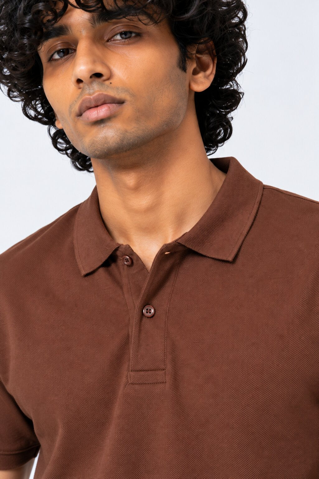 Mens Brown Solid Regular Fit Polo T-Shirt - Image 9