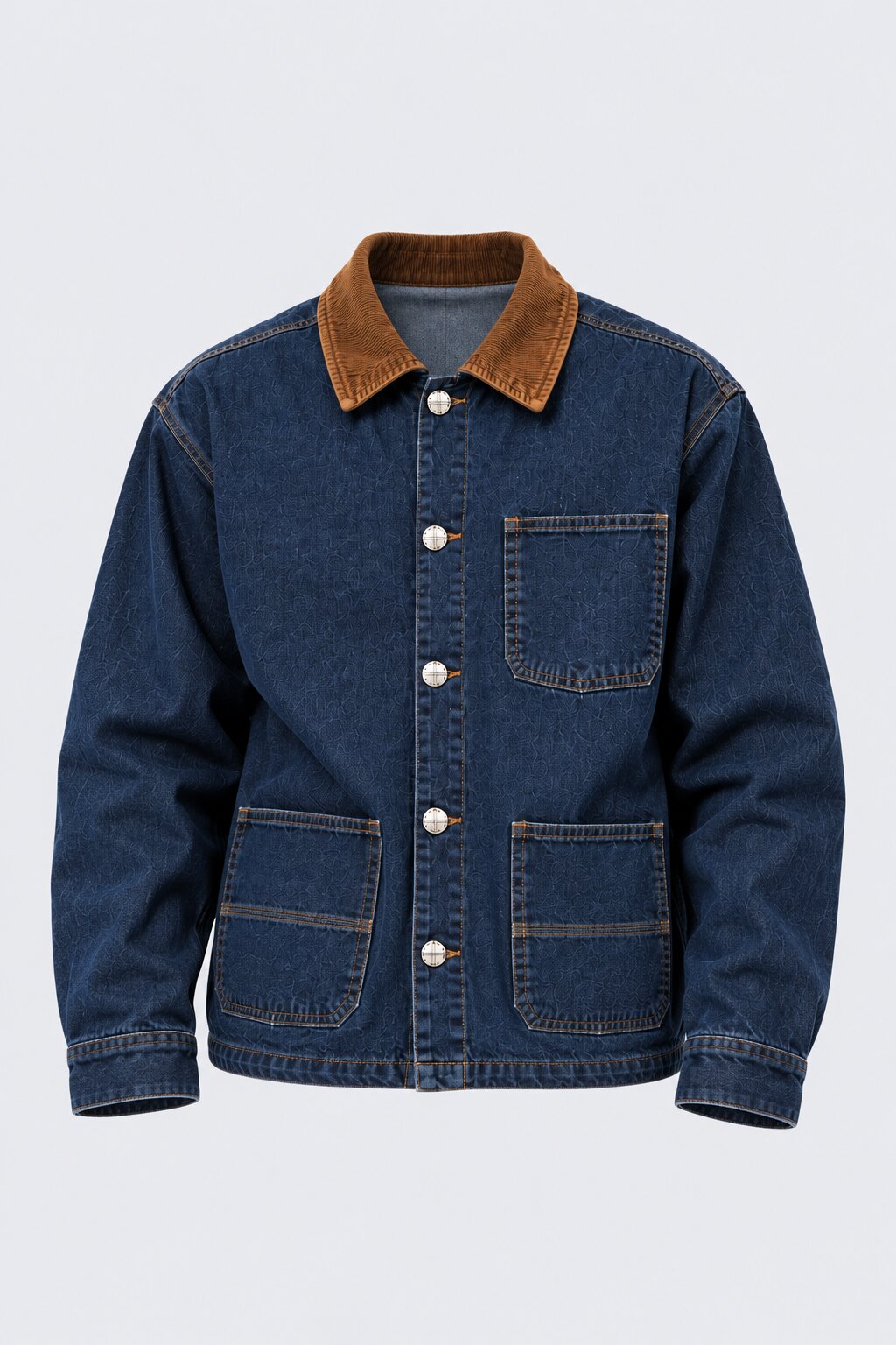 Mens Blue Contrast Collar Denim Shaket - Image 7