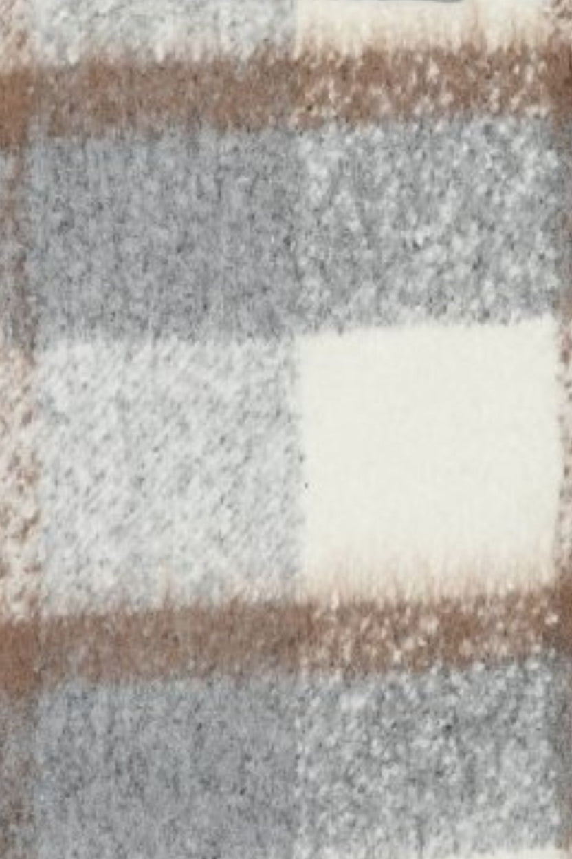 Mens Cream Checked Wool Blend Shaket - Image 8
