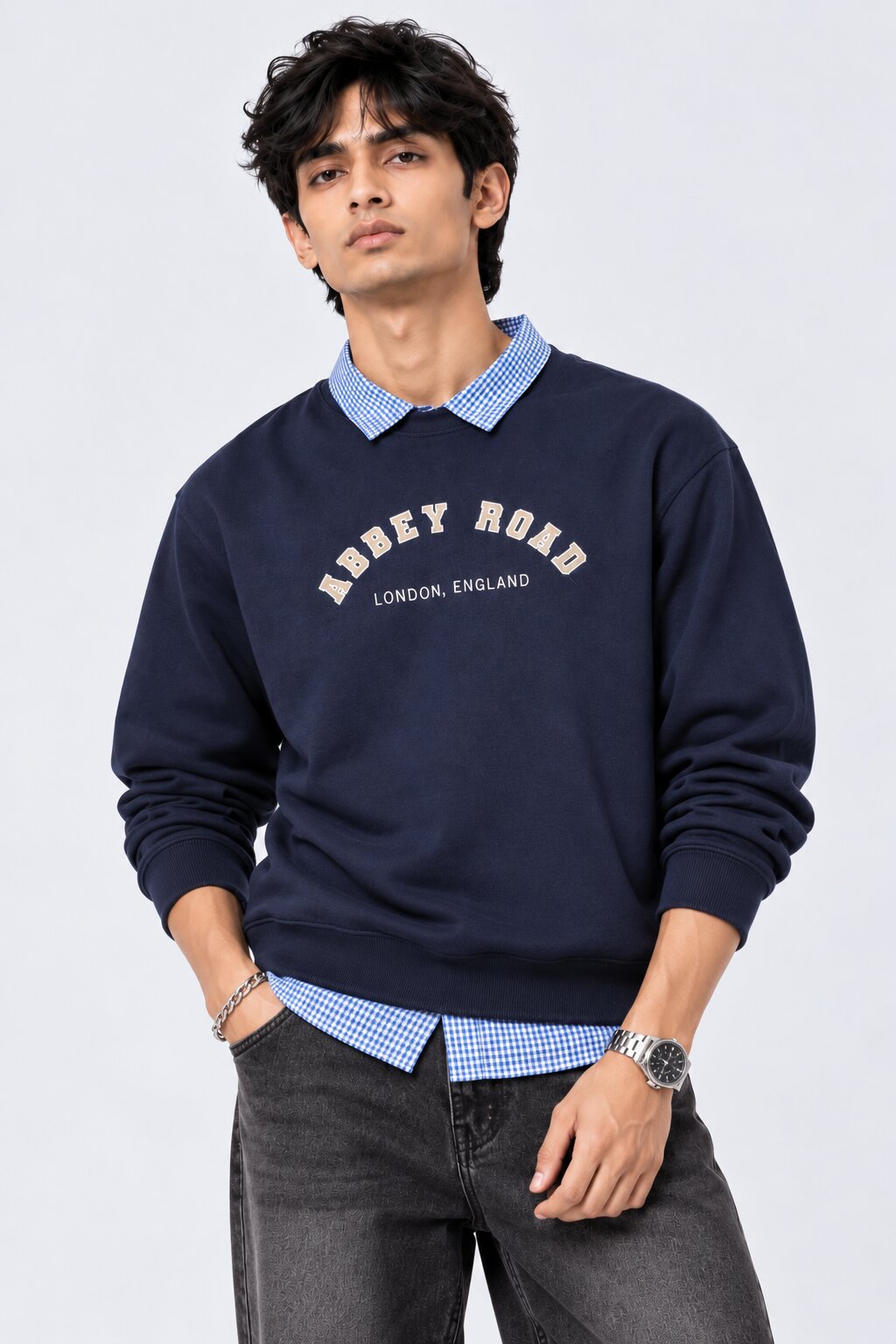 Mens Navy Typographic Sweatshirt - Image 2