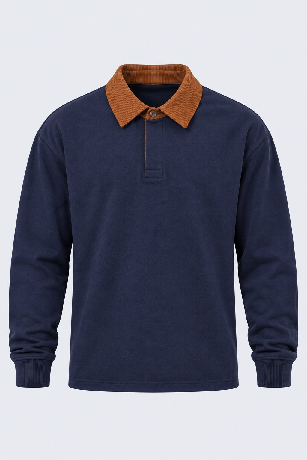 Mens Navy Contrast Collar Polo Sweatshirt - Image 7