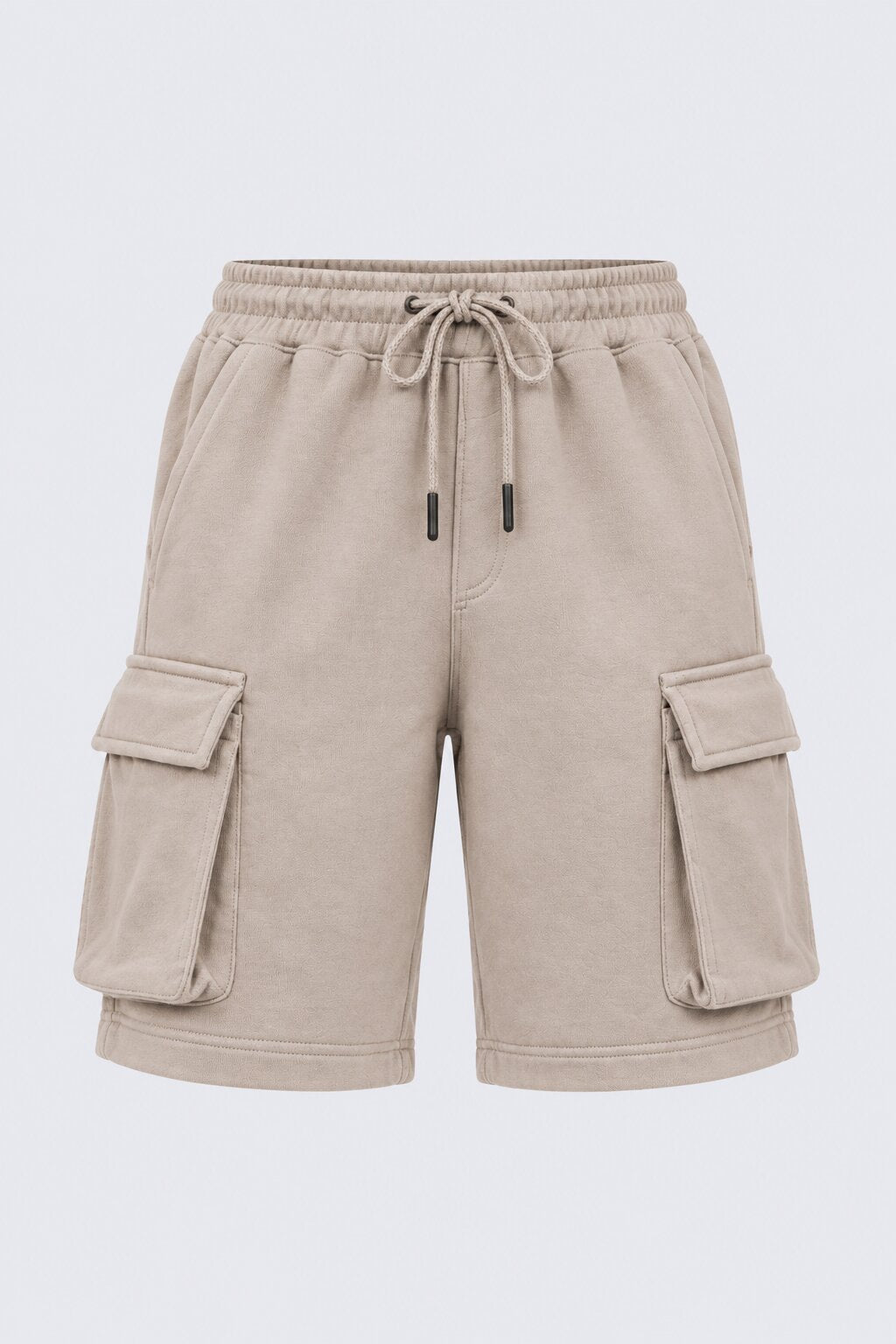 Mens Taupe Cargo Pocket Knit Shorts - Image 7