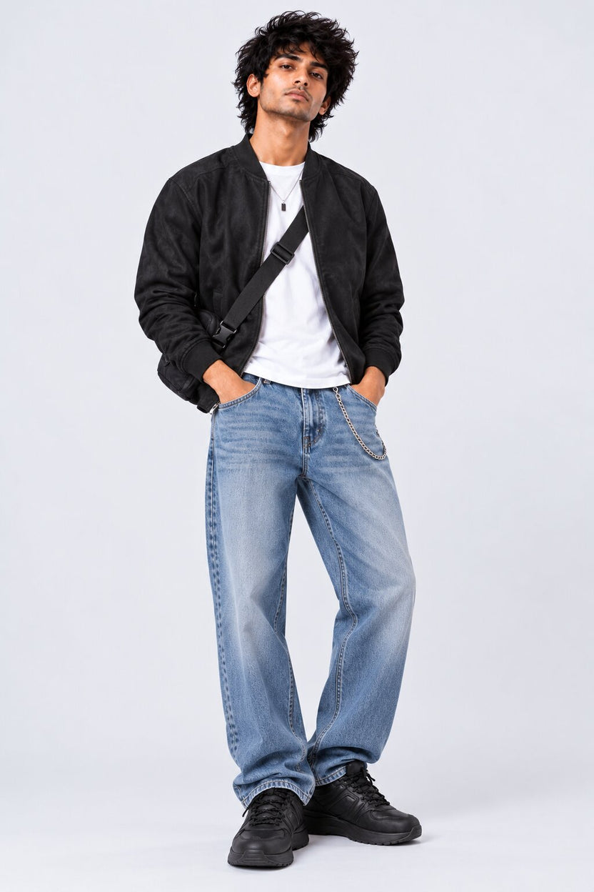 Mens Black Polyester Bomber Jacket - Image 6