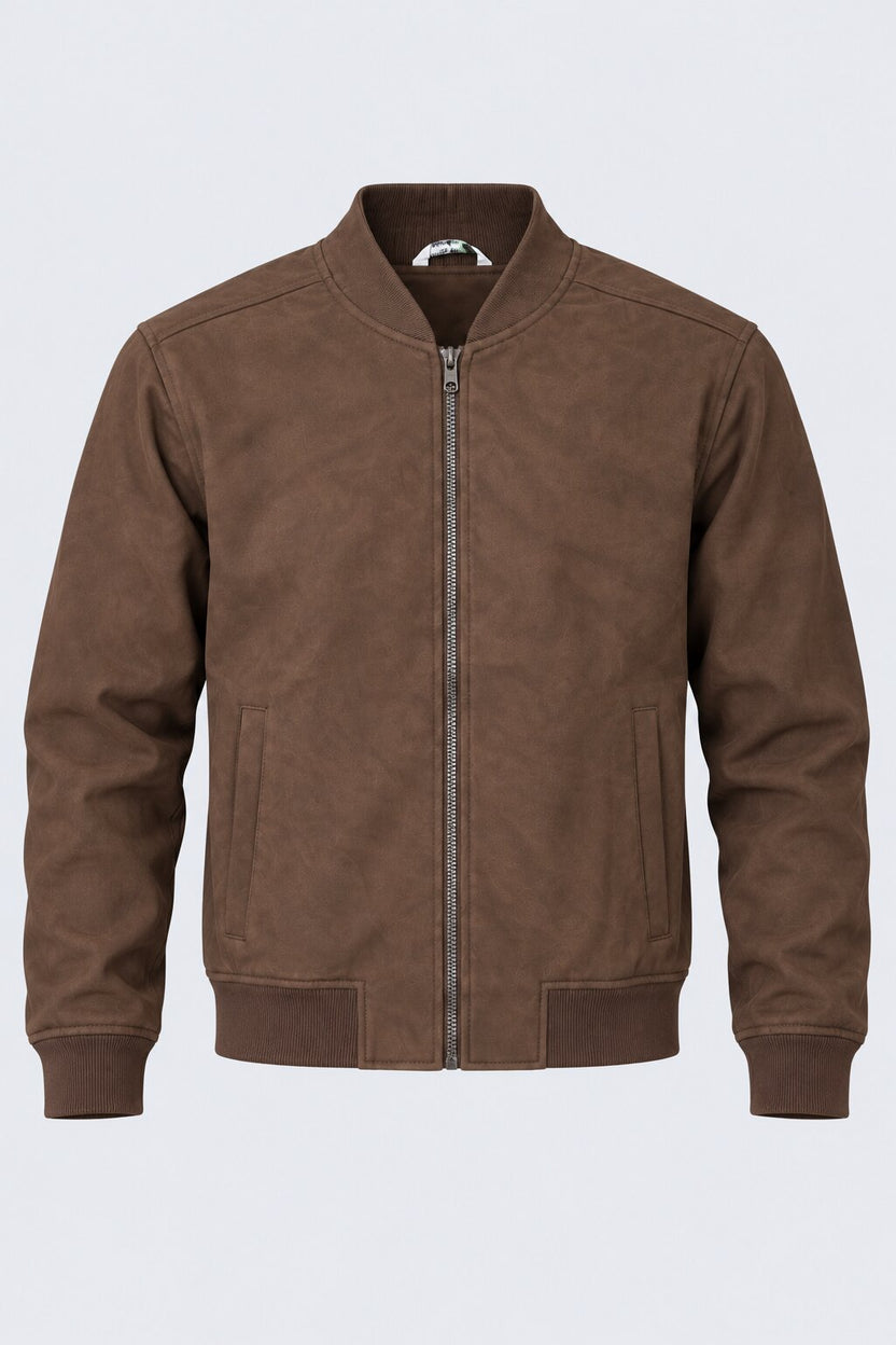 Mens Brown Polyester Bomber Jacket - Image 7