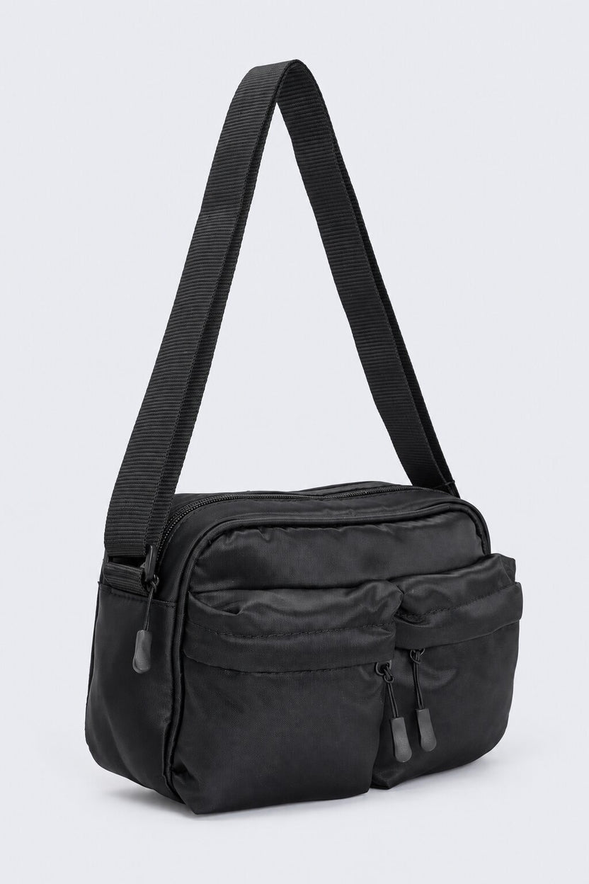 Womens Black Pocket Crossbody Bag - Image 3