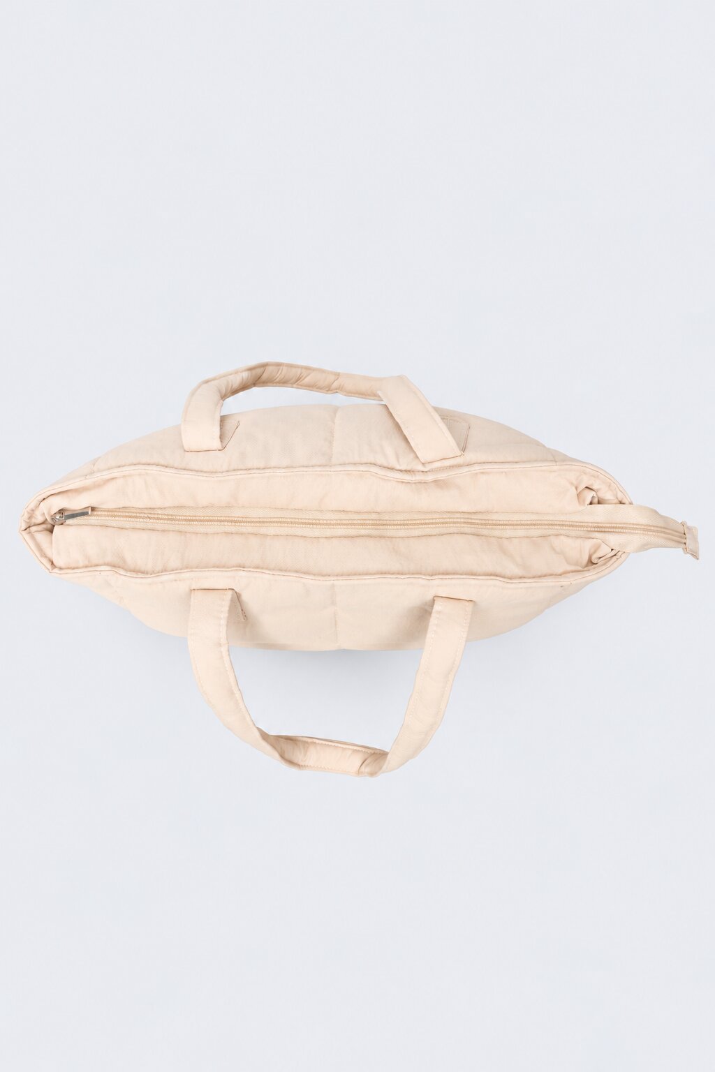 Womens Beige Quilted Puffer Tote Bag - Image 4