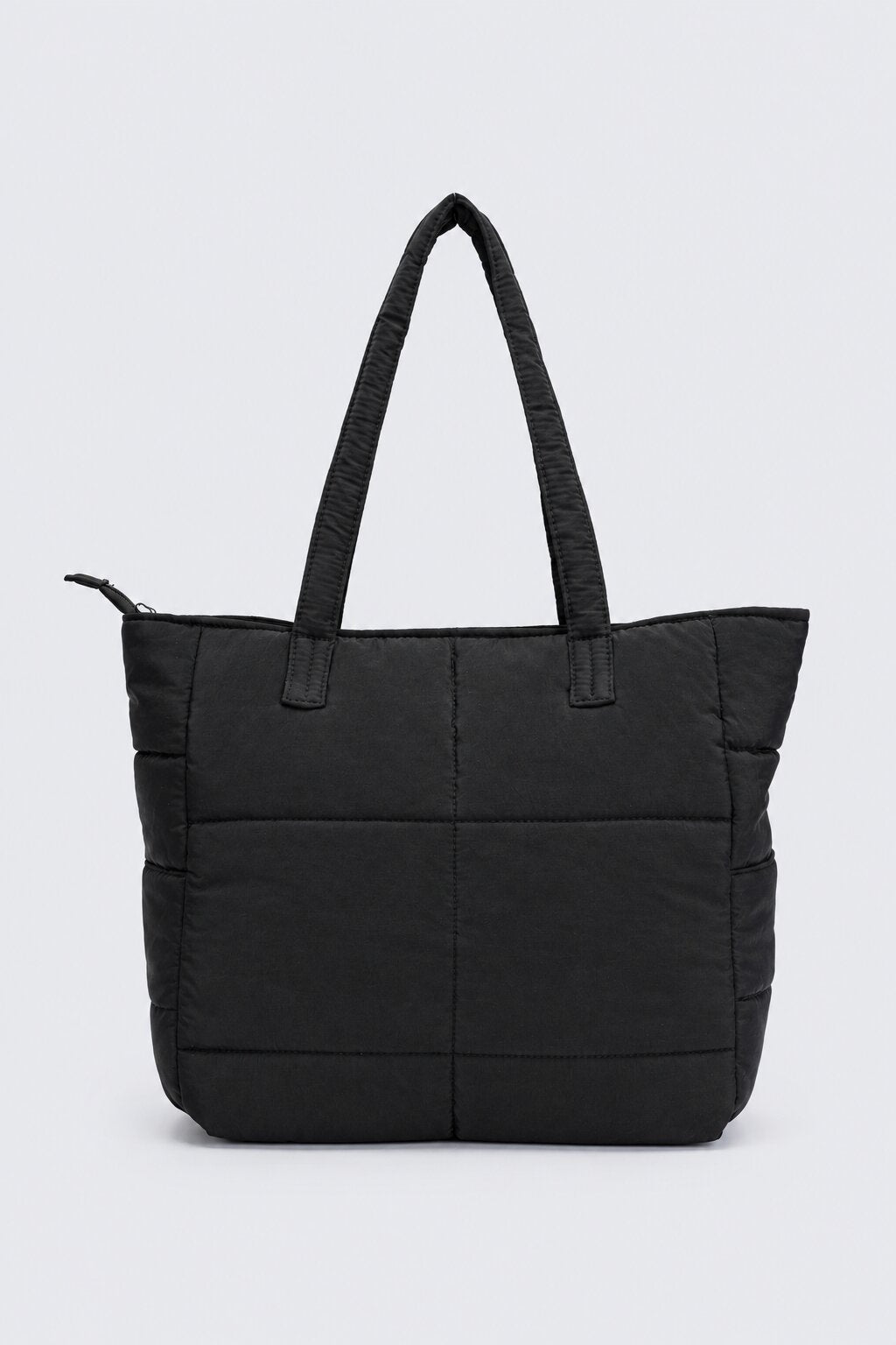 Womens Black Quilted Puffer Tote Bag - Image 2