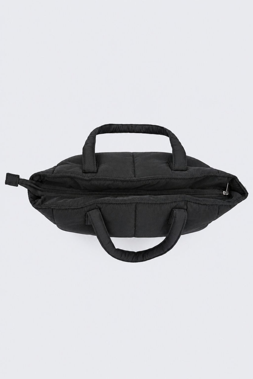 Womens Black Quilted Puffer Tote Bag - Image 4