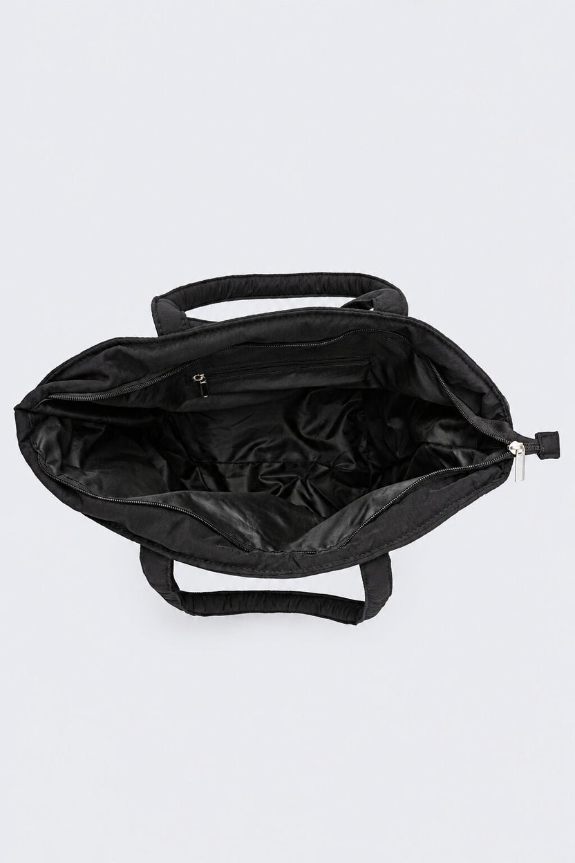 Womens Black Quilted Puffer Tote Bag - Image 5