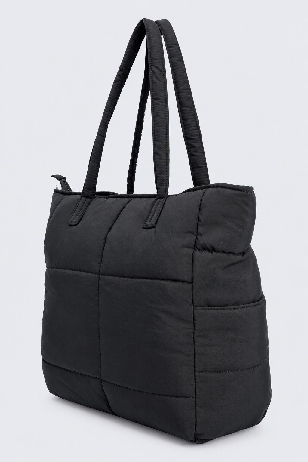 Womens Black Quilted Puffer Tote Bag - Image 6