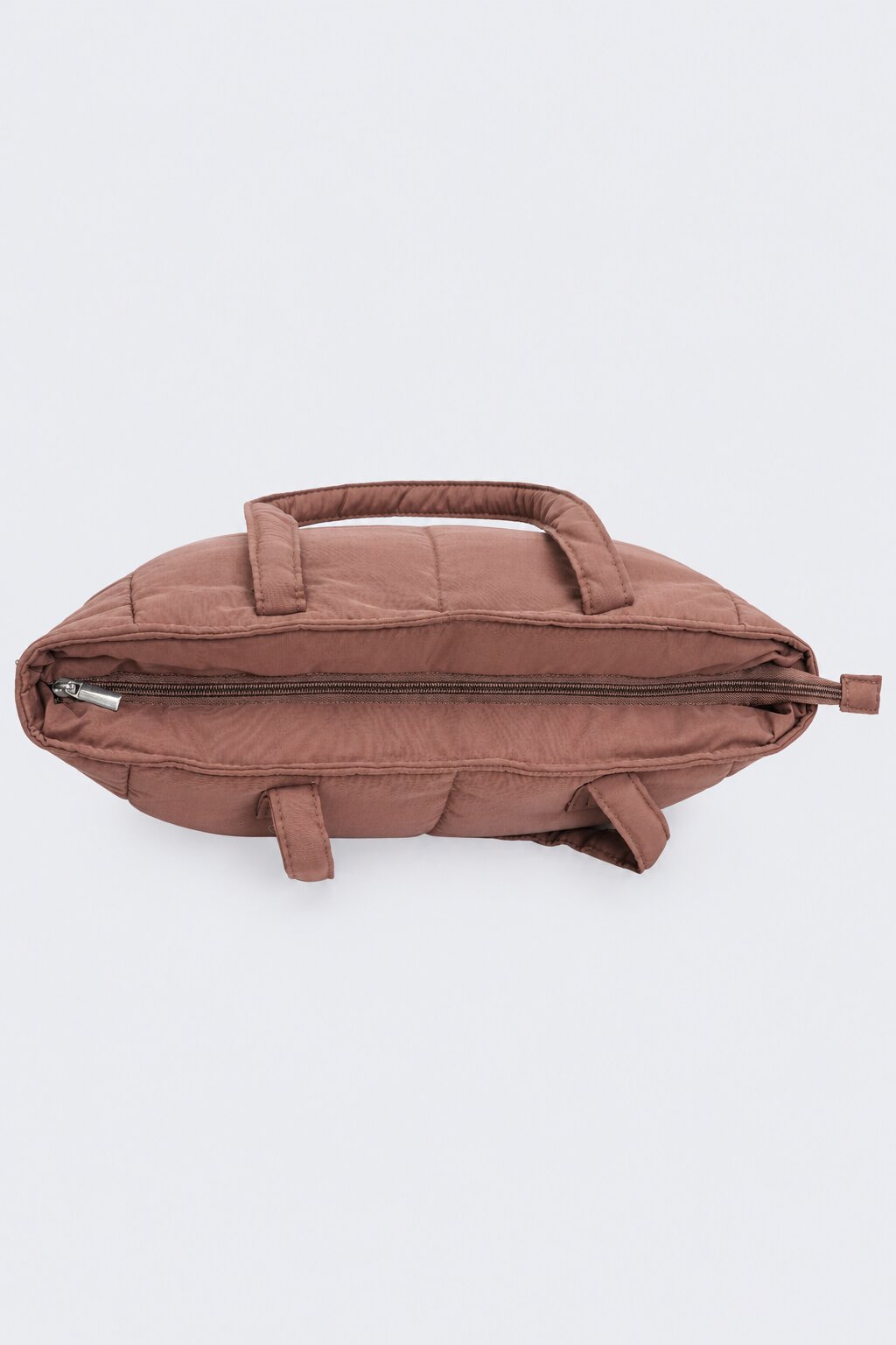 Womens Brown Quilted Puffer Tote Bag - Image 5