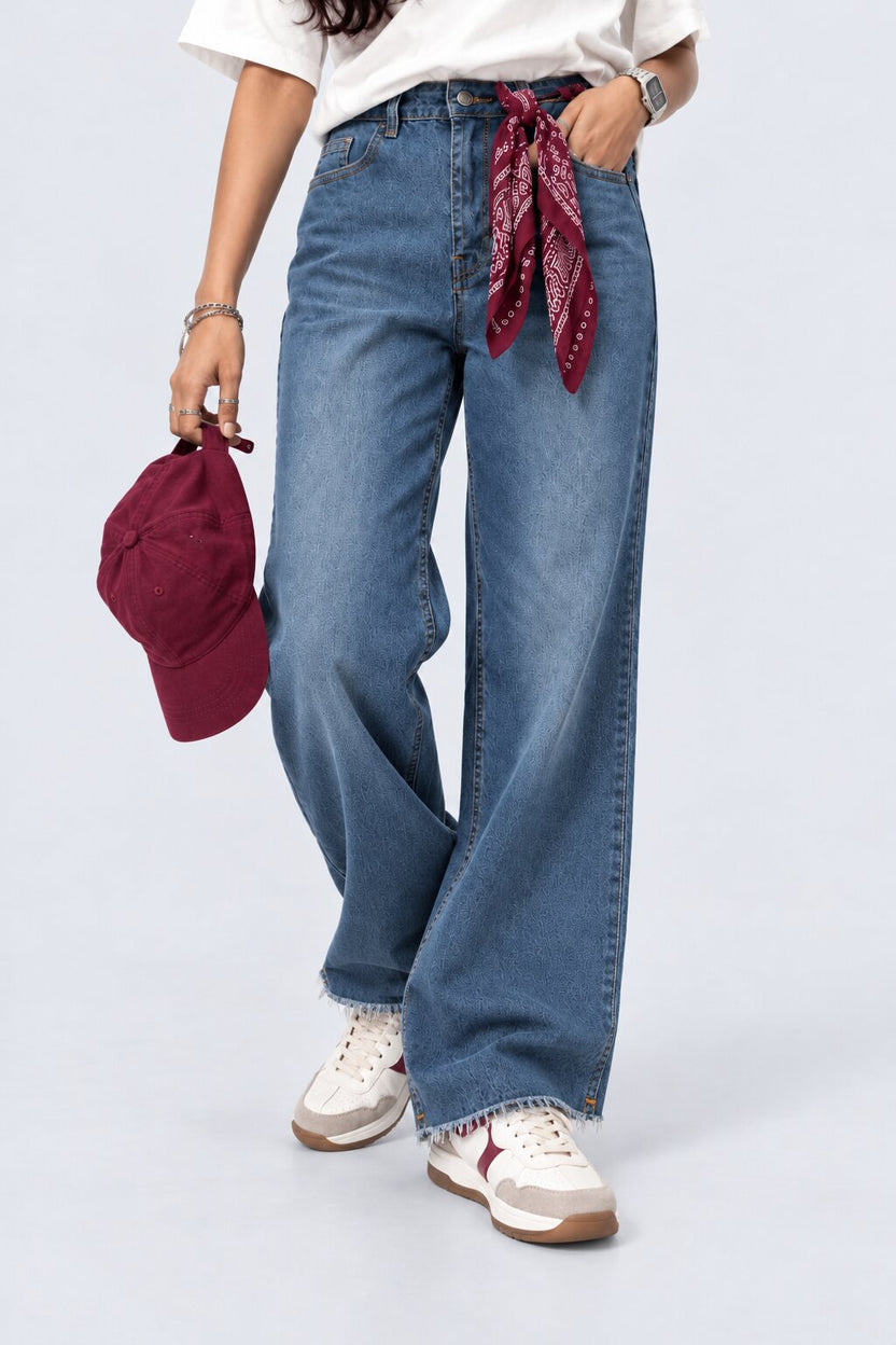 Womens Blue Regular Mini Flare Jeans - Image 1