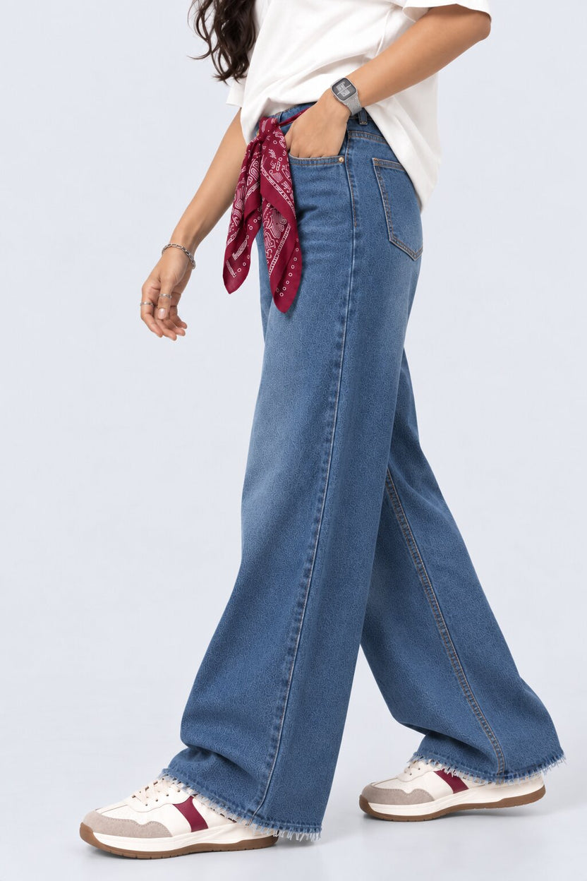 Womens Blue Regular Mini Flare Jeans - Image 4
