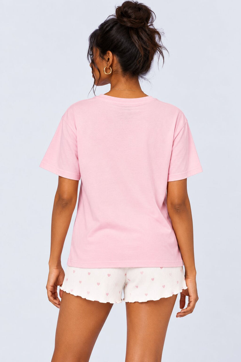 Womens Pink Bunny Print Sleepwear T-Shirt - Image 5