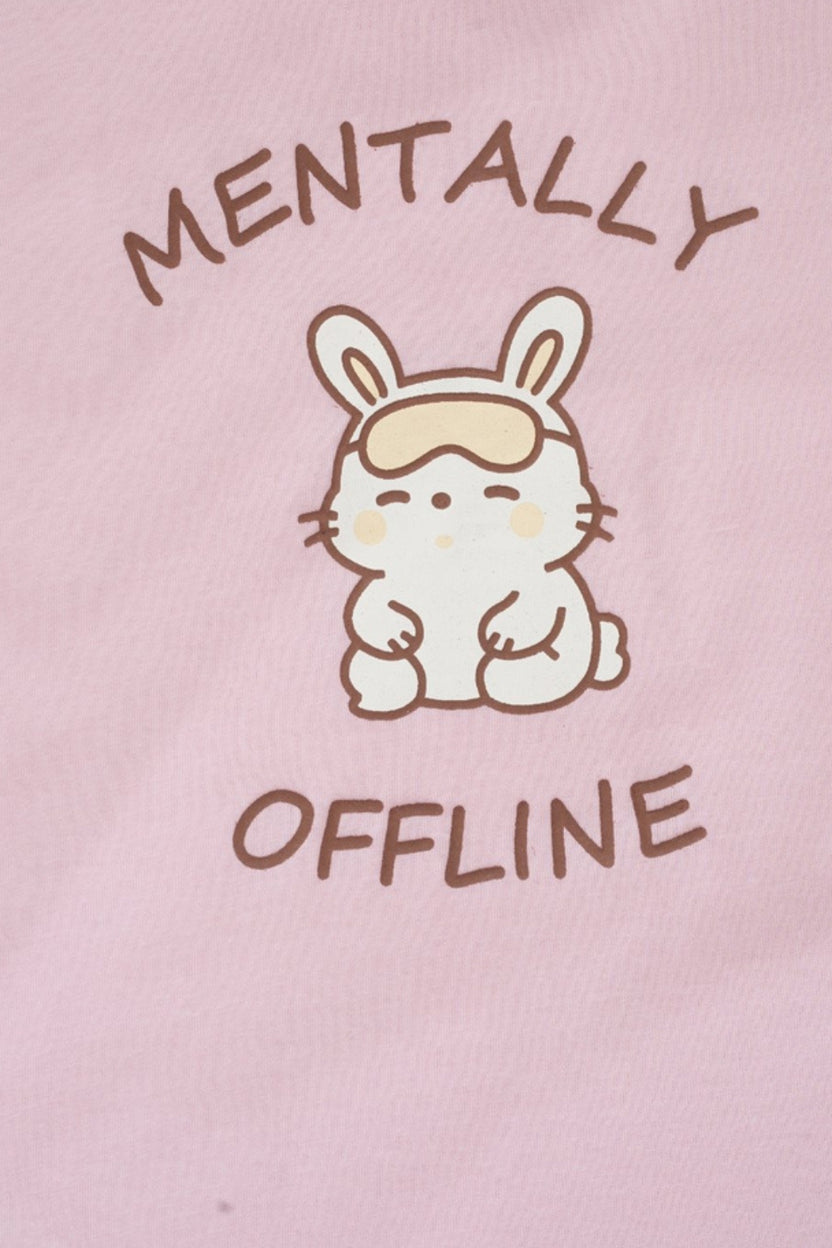 Womens Pink Bunny Print Sleepwear T-Shirt - Image 8